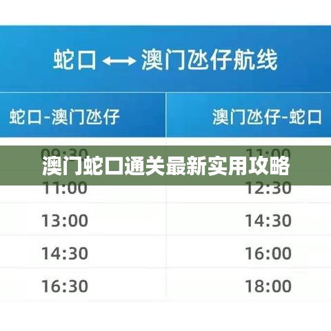 澳門蛇口通關(guān)最新實用攻略