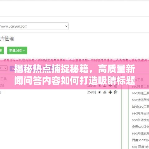 揭秘?zé)狳c(diǎn)捕捉秘籍，高質(zhì)量新聞問答內(nèi)容如何打造吸睛標(biāo)題？