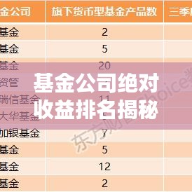 基金公司絕對(duì)收益排名揭秘，投資領(lǐng)域的秘密武器榜單！