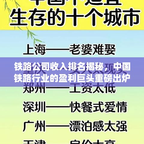 鐵路公司收入排名揭秘，中國鐵路行業(yè)的盈利巨頭重磅出爐！