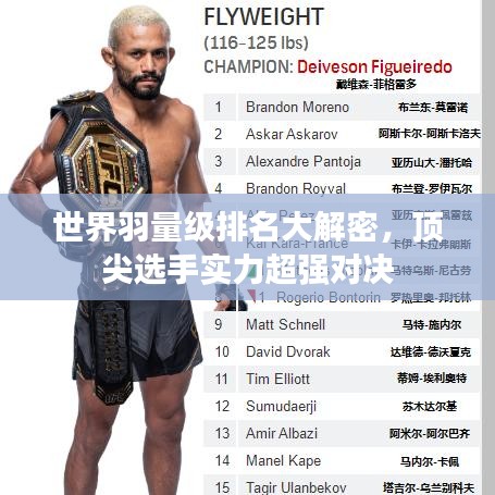 世界羽量級排名大解密，頂尖選手實力超強對決