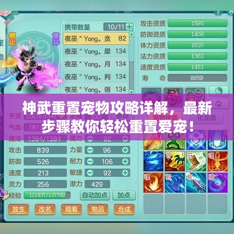 神武重置寵物攻略詳解，最新步驟教你輕松重置愛寵！