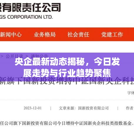 央企最新動態(tài)揭秘，今日發(fā)展走勢與行業(yè)趨勢聚焦