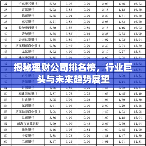 揭秘理財公司排名榜，行業(yè)巨頭與未來趨勢展望