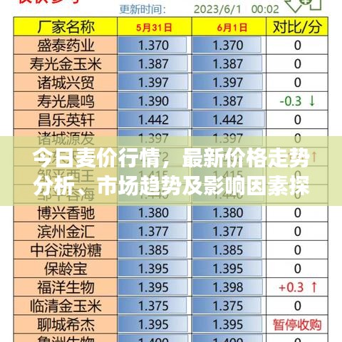 今日麥價行情，最新價格走勢分析、市場趨勢及影響因素探討