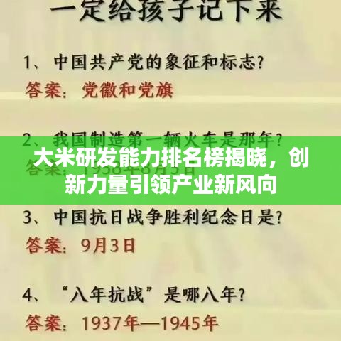 大米研發(fā)能力排名榜揭曉，創(chuàng)新力量引領(lǐng)產(chǎn)業(yè)新風(fēng)向