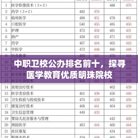 中職衛(wèi)校公辦排名前十，探尋醫(yī)學(xué)教育優(yōu)質(zhì)明珠院校