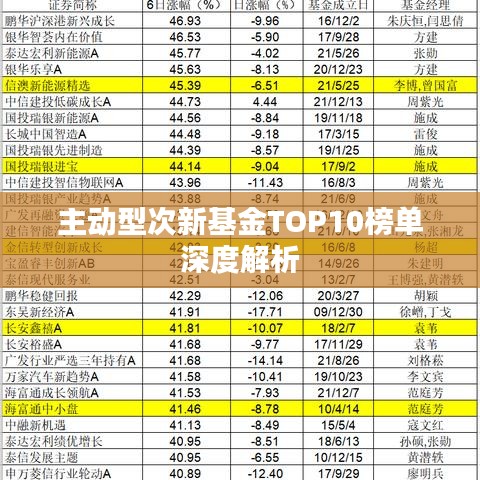 主動型次新基金TOP10榜單深度解析