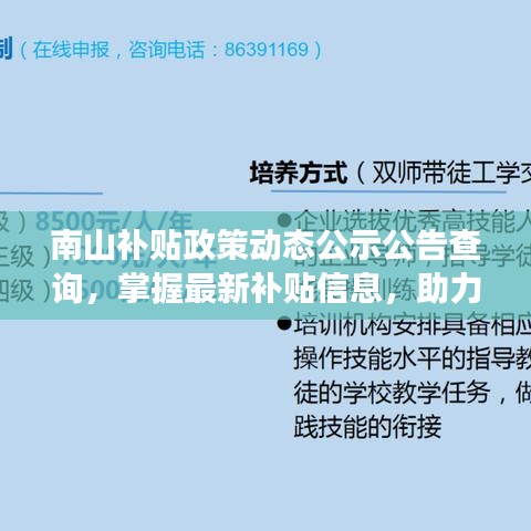 南山補貼政策動態(tài)公示公告查詢，掌握最新補貼信息，助力企業(yè)發(fā)展