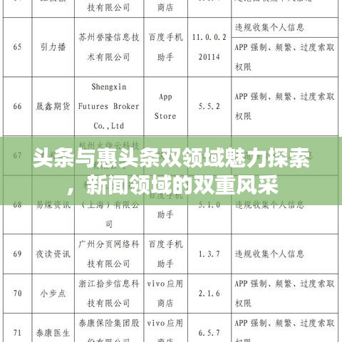 頭條與惠頭條雙領(lǐng)域魅力探索，新聞領(lǐng)域的雙重風(fēng)采