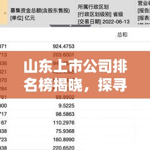 山東上市公司排名榜揭曉，探尋魯企巨頭的崛起之路
