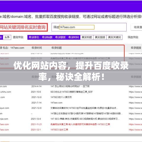 優(yōu)化網(wǎng)站內(nèi)容，提升百度收錄率，秘訣全解析！