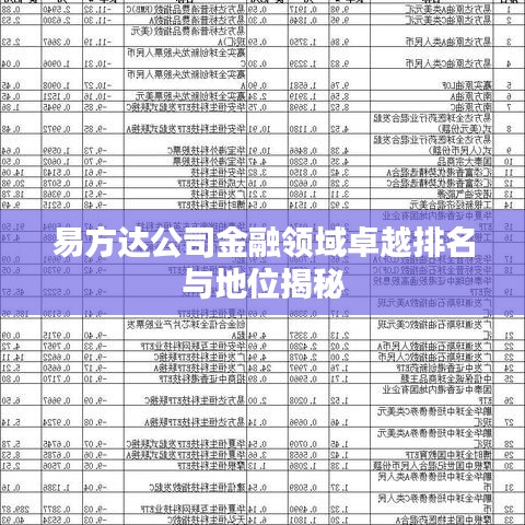 易方達(dá)公司金融領(lǐng)域卓越排名與地位揭秘