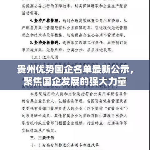 貴州優(yōu)勢(shì)國(guó)企名單最新公示，聚焦國(guó)企發(fā)展的強(qiáng)大力量